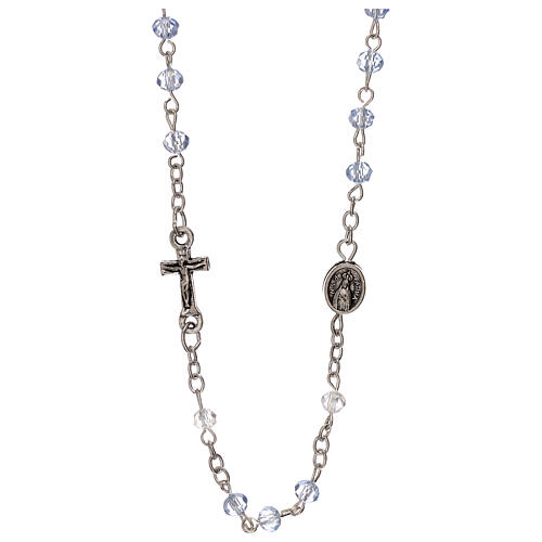 Rosenkranz Halskette mit hellblauen Kristallperlen Unsere Liebe Frau von Fátima, 3 mm 1