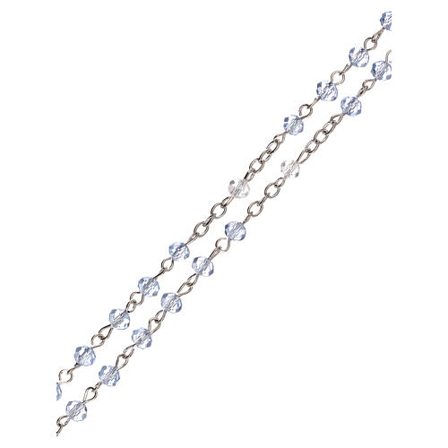 Rosenkranz Halskette mit hellblauen Kristallperlen Unsere Liebe Frau von Fátima, 3 mm 3