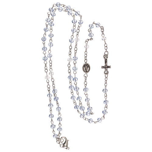 Rosenkranz Halskette mit hellblauen Kristallperlen Unsere Liebe Frau von Fátima, 3 mm 4