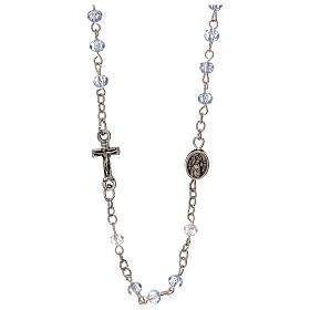 Różaniec na szyję Matka Boża Fatimska, prawdziwy kryształ,  3 mm