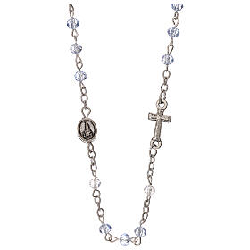 Różaniec na szyję Matka Boża Fatimska, prawdziwy kryształ,  3 mm