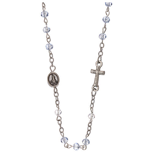 Różaniec na szyję Matka Boża Fatimska, prawdziwy kryształ,  3 mm 2