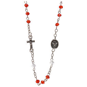 Rosenkranz Halskette mit roten Kristallperlen Heilige Familie, 3 mm