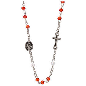 Rosenkranz Halskette mit roten Kristallperlen Heilige Familie, 3 mm
