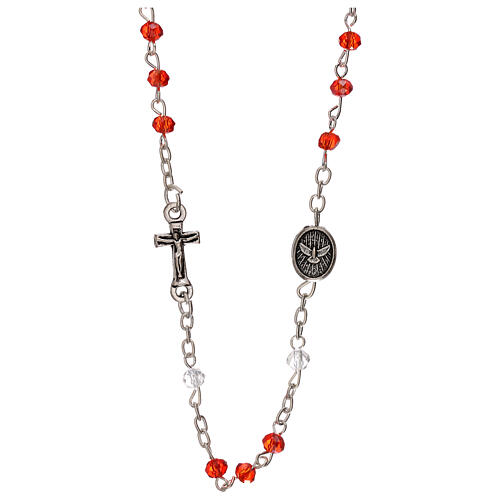 Rosenkranz Halskette mit roten Kristallperlen Heilige Familie, 3 mm 1