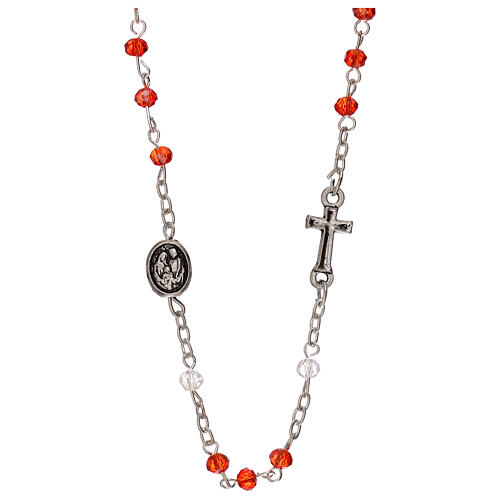 Rosenkranz Halskette mit roten Kristallperlen Heilige Familie, 3 mm 2