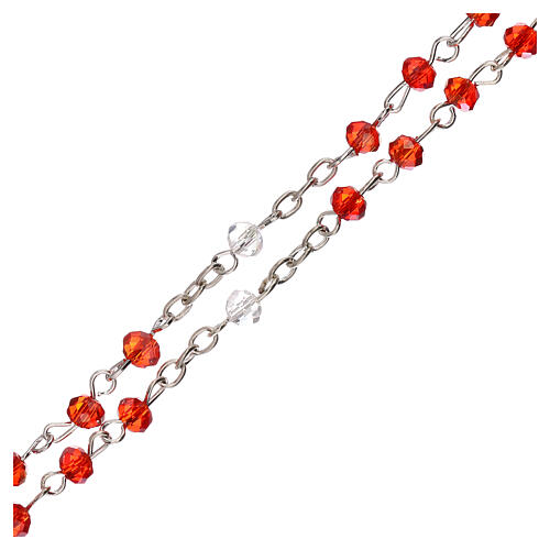 Rosenkranz Halskette mit roten Kristallperlen Heilige Familie, 3 mm 3