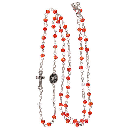 Rosenkranz Halskette mit roten Kristallperlen Heilige Familie, 3 mm 4