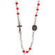 Rosenkranz Halskette mit roten Kristallperlen Heilige Familie, 3 mm s1