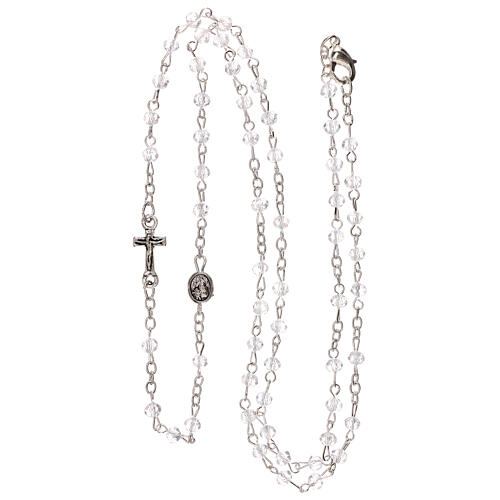 Rosary choker necklace, Holy Communion, real crystal 3 mm 4