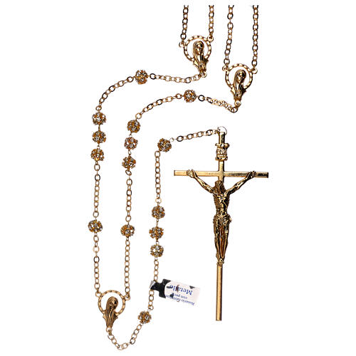 Golden wedding rosary with crystal grains 5 mm 1