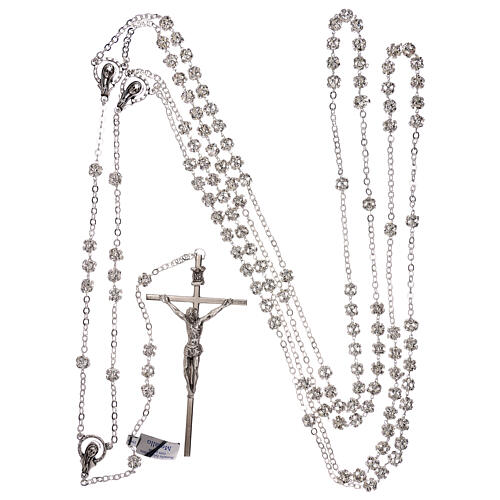 Silver wedding rosary with crystal beads 5 mm 5