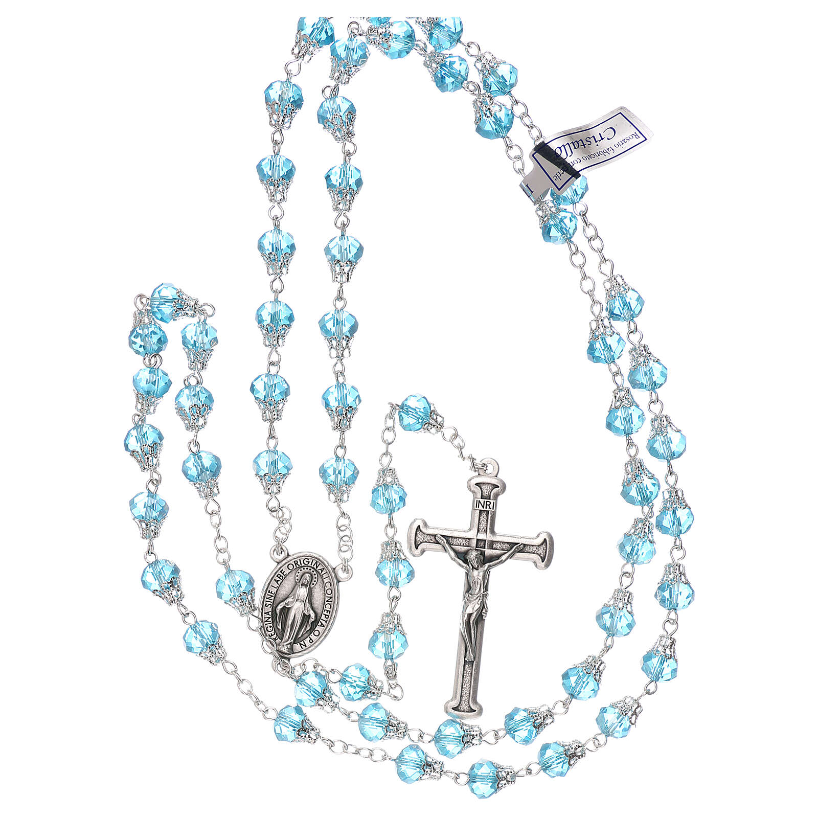 Crystal rosary light blue bright beads 5 mm | online sales on HOLYART.com