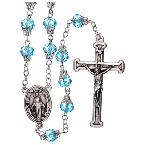 Crystal rosary light blue bright beads 5 mm 1