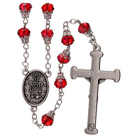 Rosary with glossy red beads 7 mm