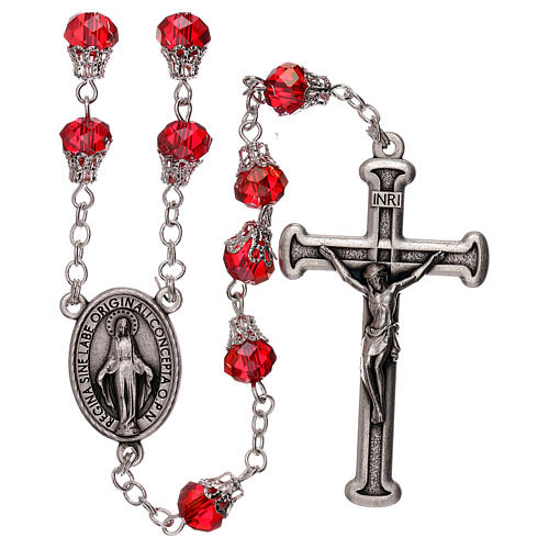 Rosary with glossy red beads 7 mm 1