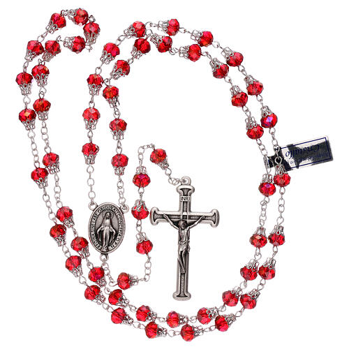 Rosary with glossy red beads 7 mm 4