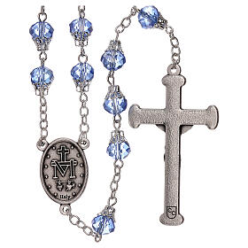 Rosary with 5 mm shiny blue crystal beads
