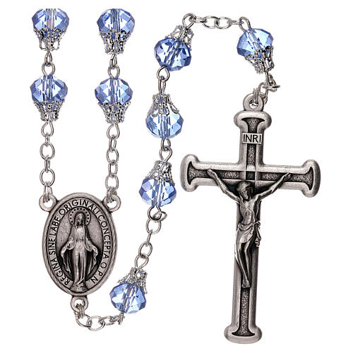 Rosary with 5 mm shiny blue crystal beads 1