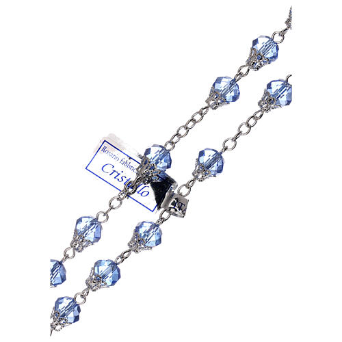 Rosary with 5 mm shiny blue crystal beads 3