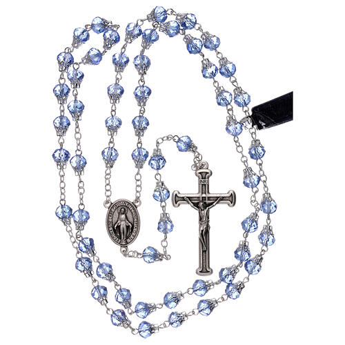 Rosary with 5 mm shiny blue crystal beads 4