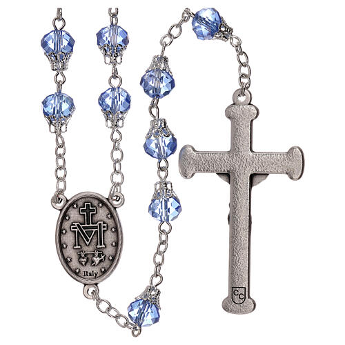White crystal rosary 6 mm beads 925 silver crucifix