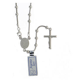 Our Lady of Mercy 925 silver rosary necklace with 2 mm beads