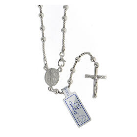 Collar rosario Virgen Misericordiosa plata 925 granos 2 mm