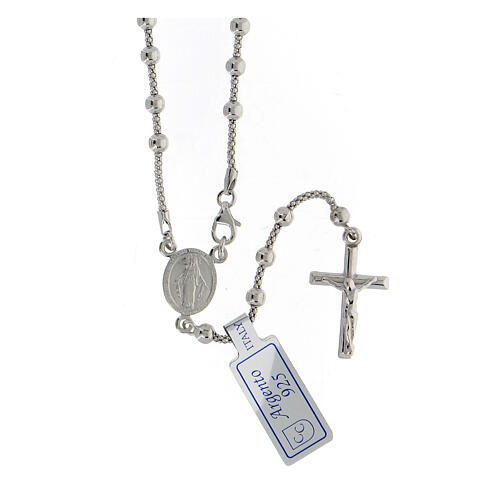 Collar rosario Virgen Misericordiosa plata 925 granos 2 mm 1