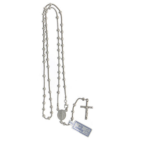 Collar rosario Virgen Misericordiosa plata 925 granos 2 mm 4