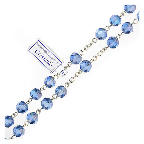 Light blue crystal rosary with 5 mm beads and Virgin with Child 3