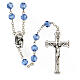 Rosary with light blue crystal beads 5 mm Merciful Mary medal s1