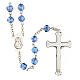 Rosary with light blue crystal beads 5 mm Merciful Mary medal s2