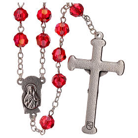 Red crystal rosary with 5 mm beads and Virgin with Child