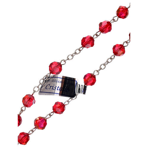 Red crystal rosary with 5 mm beads and Virgin with Child 3