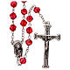 Red crystal rosary with 5 mm beads and Virgin with Child s1