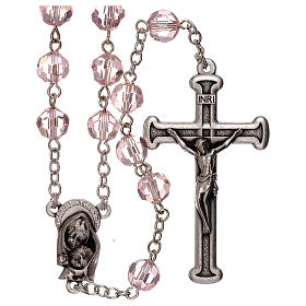 Pink crystal rosary with 5 mm beads and Virgin with Child