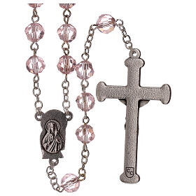 Pink crystal rosary with 5 mm beads and Virgin with Child
