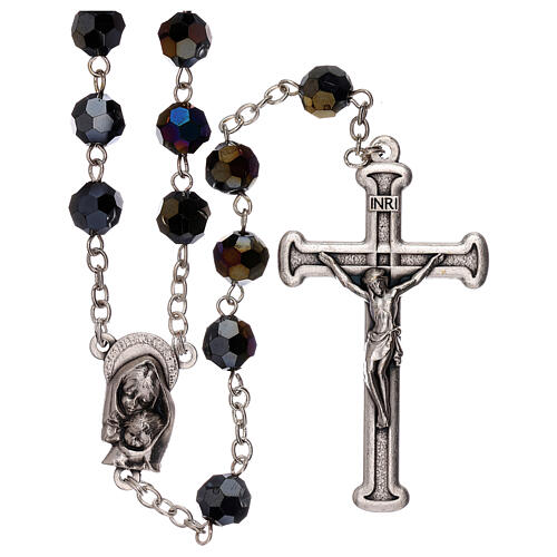 Crystal rosary violet beads 5 mm Miraculous Medal 1