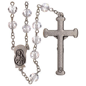 Transparent crystal rosary with 5 mm beads and Virgin with Child