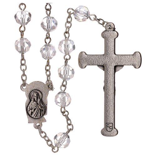 Transparent crystal rosary with 5 mm beads and Virgin with Child 2