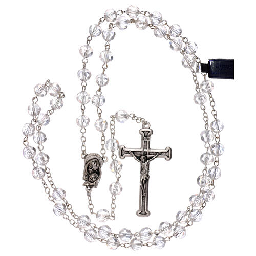 Transparent crystal rosary with 5 mm beads and Virgin with Child 4