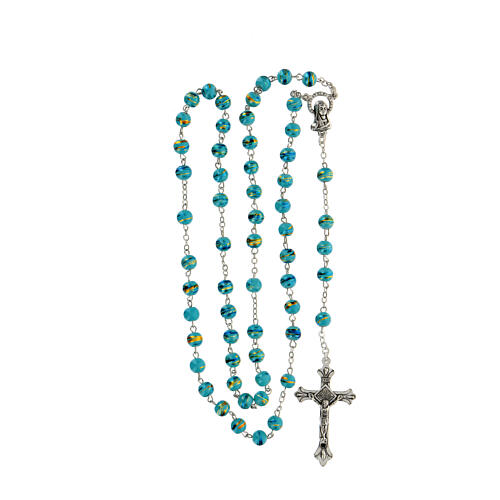 Rosary with aquamarine glass beads 6 mm 4