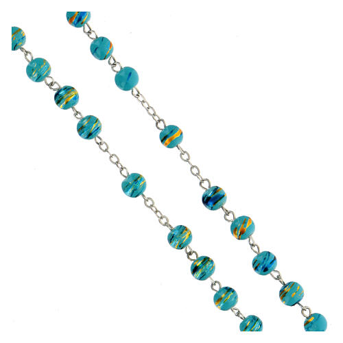 Glass rosary with acqua blue beads 6 mm 3