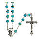 Glass rosary with acqua blue beads 6 mm s1