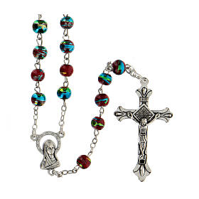 Rosary with red glass beads 6 mm