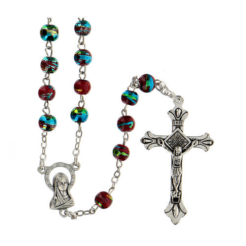 Rosary with red glass beads 6 mm 1