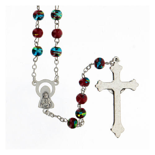 Rosary with red glass beads 6 mm 2