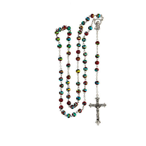 Rosary with red glass beads 6 mm 4