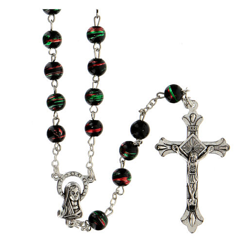 Rosary with black glass beads 6 mm 1